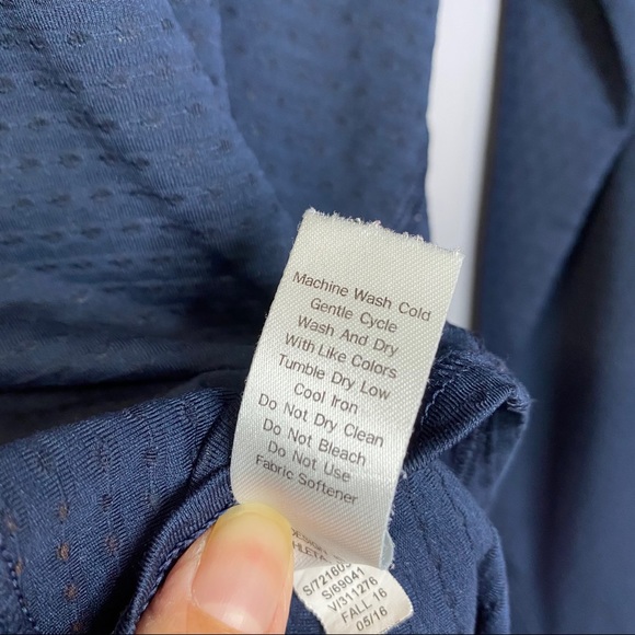 Athleta Chi Dot Mesh Navy Blue Top - Picture 10 of 10